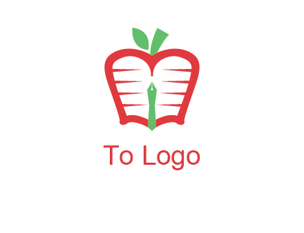 book in apple shape and pen