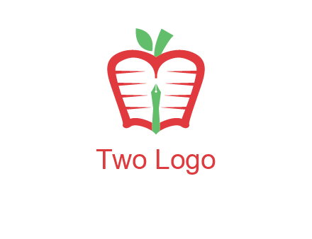book in apple shape and pen
