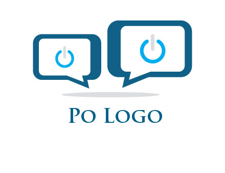 speech bubbles with power button sign icon