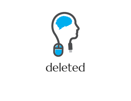 computer mouse and human head with brain icon