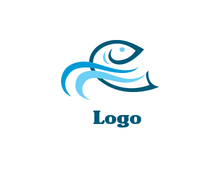 abstract fish with waves logo
