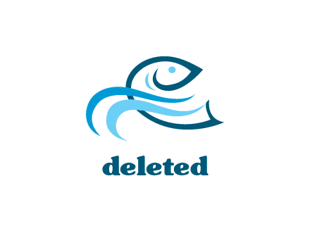 abstract fish with waves logo