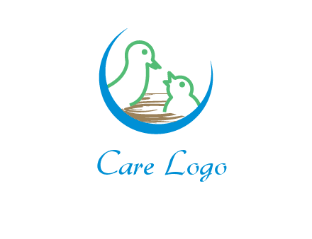 birds in a nest logo with a crescent