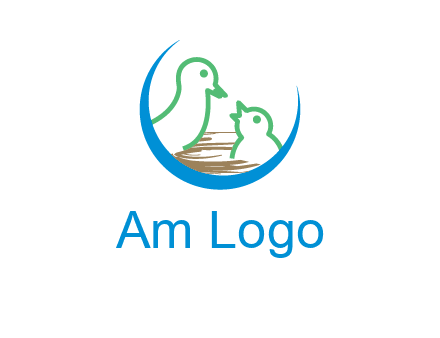 birds in a nest logo with a crescent