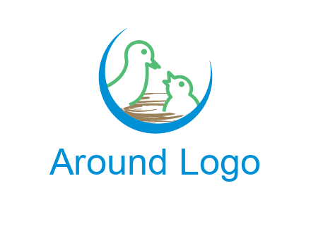 birds in a nest logo with a crescent