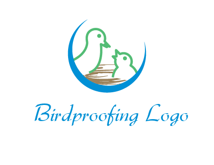 birds in a nest logo with a crescent