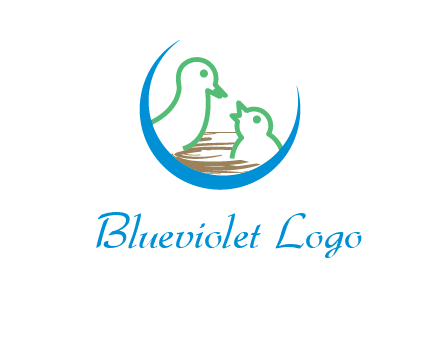 birds in a nest logo with a crescent