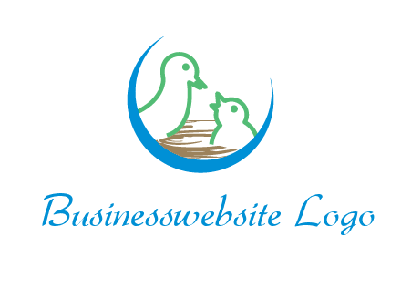 birds in a nest logo with a crescent