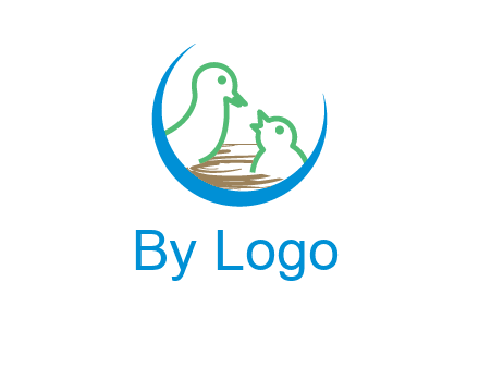 birds in a nest logo with a crescent
