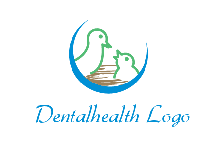 birds in a nest logo with a crescent