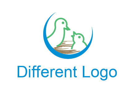 birds in a nest logo with a crescent