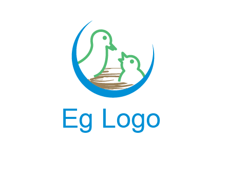 birds in a nest logo with a crescent