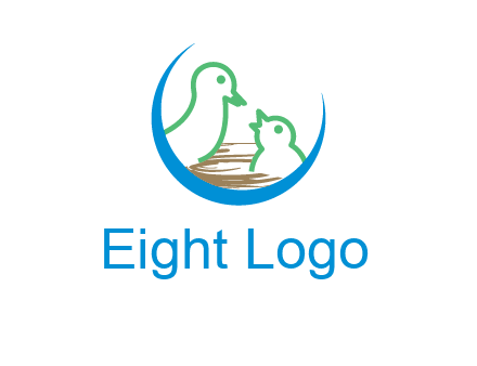 birds in a nest logo with a crescent