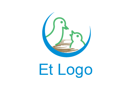 birds in a nest logo with a crescent