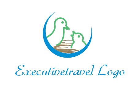 birds in a nest logo with a crescent