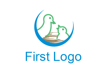 birds in a nest logo with a crescent