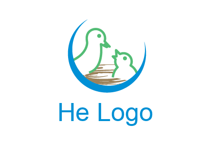 birds in a nest logo with a crescent