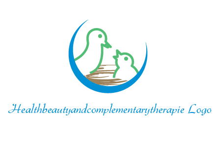 birds in a nest logo with a crescent