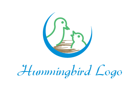 birds in a nest logo with a crescent