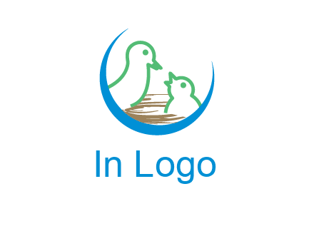 birds in a nest logo with a crescent