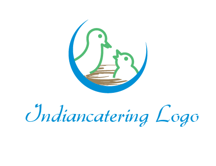 birds in a nest logo with a crescent