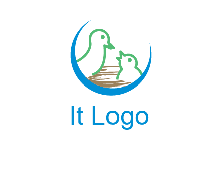 birds in a nest logo with a crescent