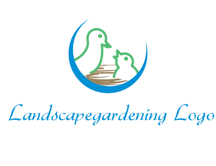 birds in a nest logo with a crescent