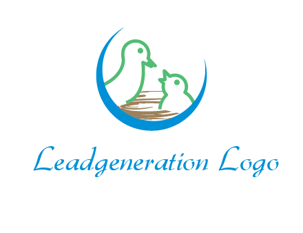 birds in a nest logo with a crescent