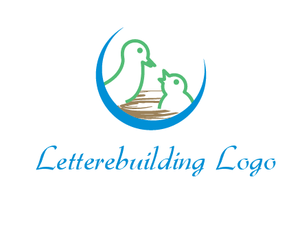 birds in a nest logo with a crescent