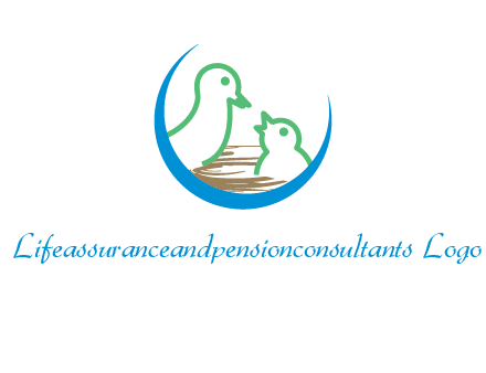 birds in a nest logo with a crescent