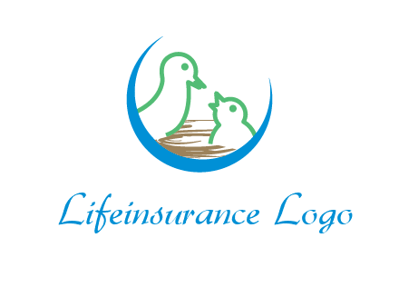 birds in a nest logo with a crescent