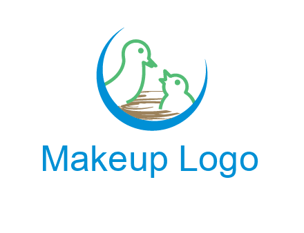 birds in a nest logo with a crescent