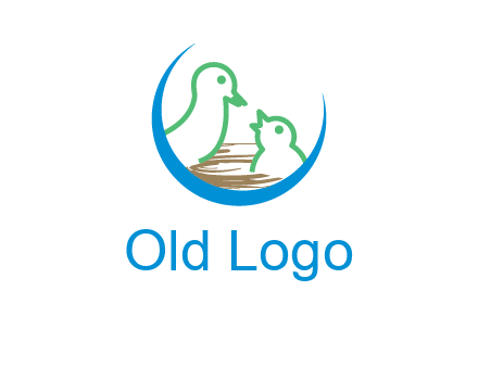 birds in a nest logo with a crescent