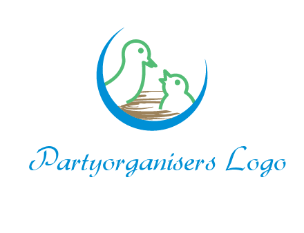 birds in a nest logo with a crescent