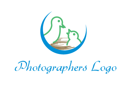 birds in a nest logo with a crescent