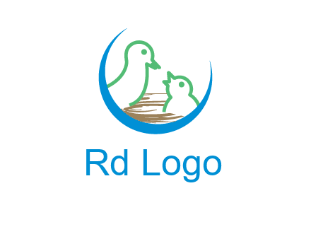 birds in a nest logo with a crescent