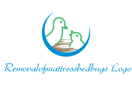birds in a nest logo with a crescent
