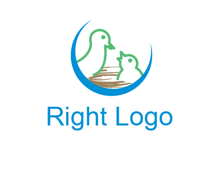 birds in a nest logo with a crescent
