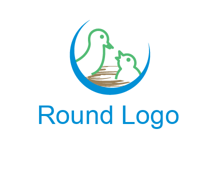 birds in a nest logo with a crescent