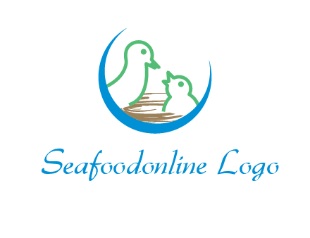birds in a nest logo with a crescent
