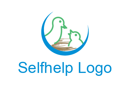 birds in a nest logo with a crescent