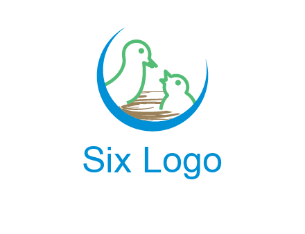 birds in a nest logo with a crescent