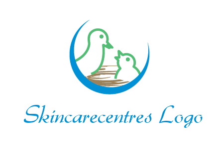 birds in a nest logo with a crescent