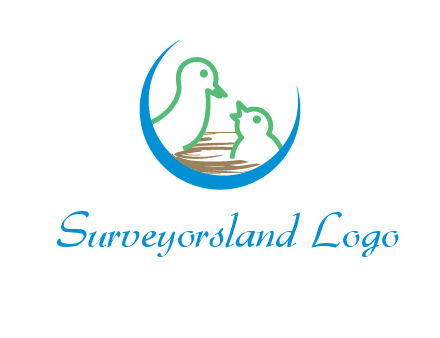 birds in a nest logo with a crescent