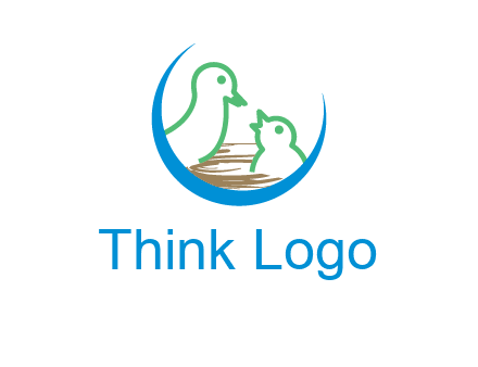 birds in a nest logo with a crescent