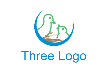 birds in a nest logo with a crescent