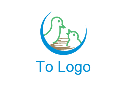 birds in a nest logo with a crescent