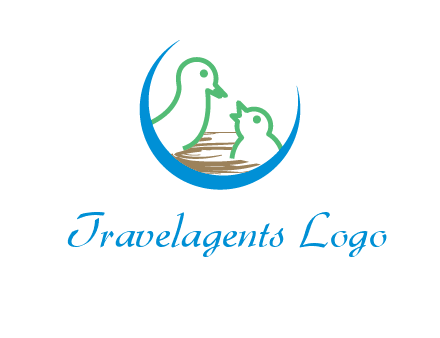 birds in a nest logo with a crescent