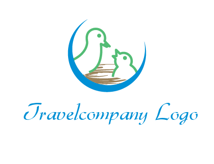 birds in a nest logo with a crescent