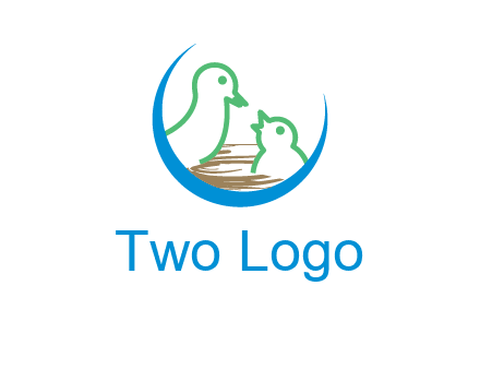 birds in a nest logo with a crescent